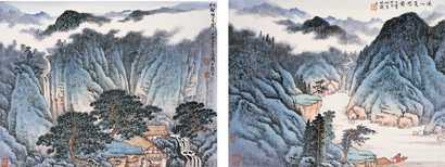 宋玉麟 山水两帧 镜心